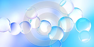 Model of the molecule on a blue and violet background. Abstract 3d illustration relevant to scientific, chemical, and physical