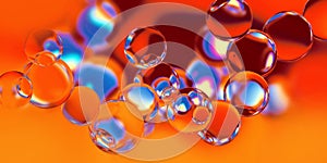 Model of the molecule on red and orange background. Abstract 3d illustration relevant to scientific, chemical, and physical