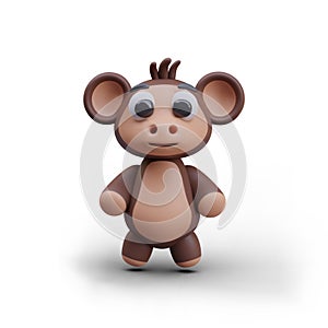 Model of monkey. Front view on toy for kids. 3d decorative object