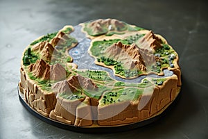 Model of Mountain Range With River