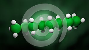 Model of a octane molecule of the family of the single bonded hydrocarbons