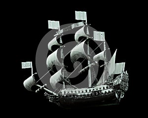 Model of old military ship