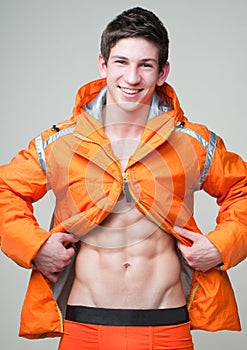 Model in orange