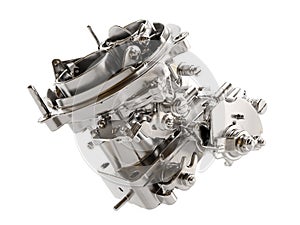 Passanger car carburetor on white photo