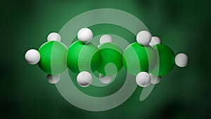 Model of a pentane molecule of the family of the single bonded hydrocarbons