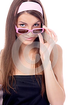 Model in pink sun-glasses photo