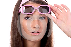 Model in pink sun-glasses photo