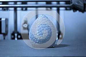 Model is printed on a 3d printer oval form. Blue gray color