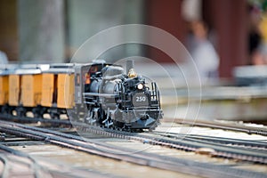 Toy Train on the Track and Model Railroad Exhibit photo