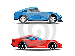 Model red and blue of profile cars photo