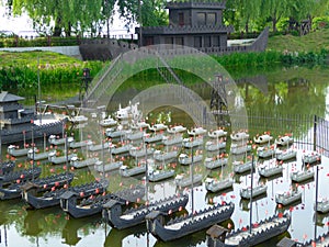 Model replicas of Chinese water battle of three kingdoms