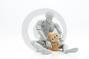 Model robot with dice. Image use for risk, investment for business concept