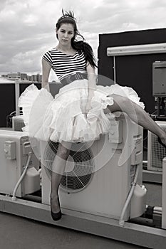 Model with a ruffle skirt photo