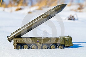 Model of the Russian Topol missile system in the snow photo