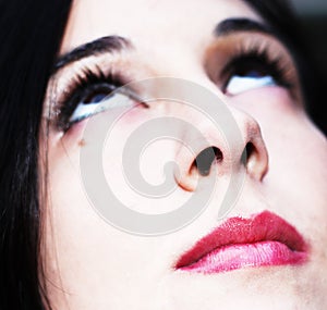 ModelÃÂ´s face with lipstick photo