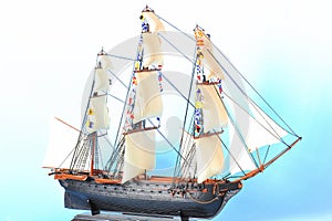 Model ship with sails