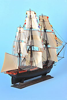 Model ship with sails