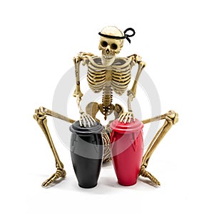 Model skeleton playing congas drum