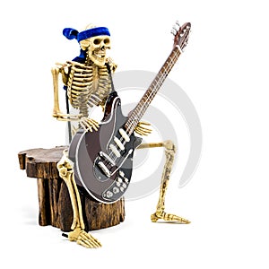 Model skeleton playing electric guitar