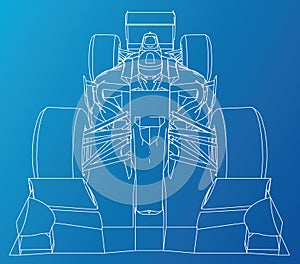 Model speed car. Abstract drawing. Tracing illustration of 3d.