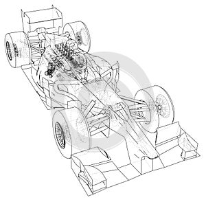 Model speed car. Abstract drawing. Wire-frame. EPS10 format. Vector created of 3d.