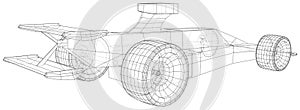 Model speed car. Abstract drawing. Wire-frame. EPS10 format. Vector created of 3d.