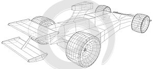 Model speed car. Abstract drawing. Wire-frame. EPS10 format. Vector created of 3d.