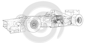 Model speed car. Wire-frame. EPS10 format. Vector rendering of 3d