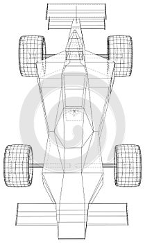 Model speed car. Wire-frame. EPS10 format. Vector rendering of 3d