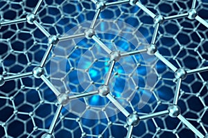 Model structure of graphene sheets on a blue background. 3d illustration