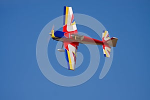 A model stunt plane spinning