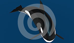 A model of a stylized killer whale. 3D illustration.