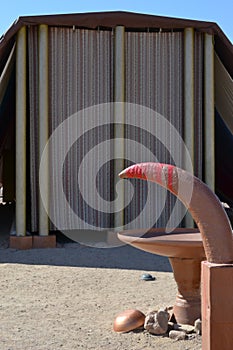 Model of Tabernacle, tent of meeting in Timna Park, Negev desert, Eilat, Israel