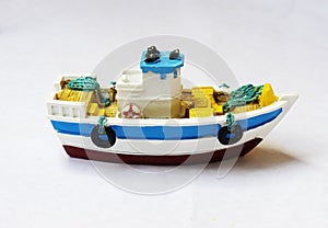 model toy ship isolated on white background.