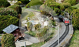 Model train in Swissminiatur in Lugano