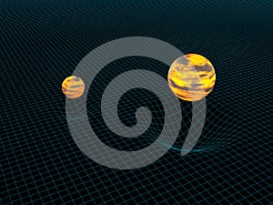 Model of two objects and their gravitation photo