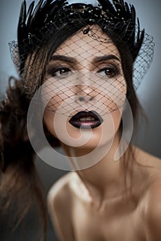 Model with veil on face