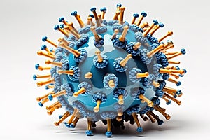 Model of a virus on a white background.