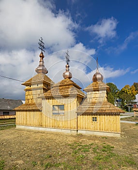 Model dřevěného kostela, Nižná Polianka, Slovensko