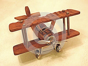 Model wooden toy aeroplane biplane vintage