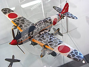 Model of WW2 Japanese Imperial Army monoplane fighter aircraft Kawasaki Ki-100 Go-shiki sentouki or abbreviated as Goshikisen.