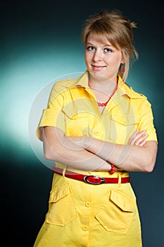 Model in a yellow dress