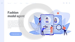 Modeling agency concept landing page.