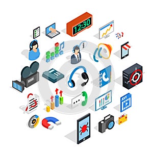 Modeling icons set, isometric style
