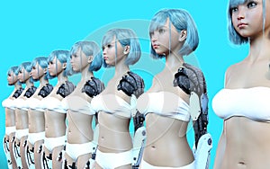 Models of many Robotic Female Cyborg Servants