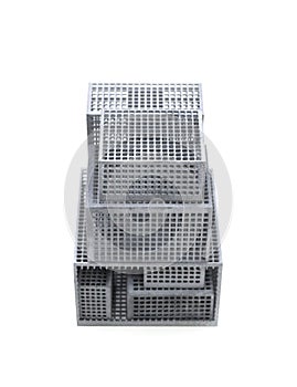 Models printed on 3D printer isolated on white background.