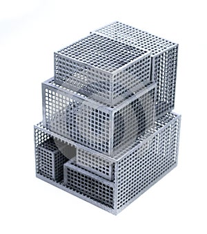 Models printed on 3D printer isolated on white background.