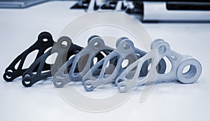 Models printed on 3D printer isolated on white background.