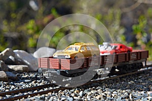 Models of the railroads, rail car platform photo