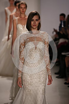 Models walk runway at Amsale fashion show during Fall 2015 Bridal Collection